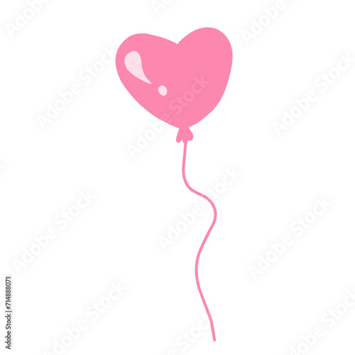 Pink festive balloons with classic shape and heart shape