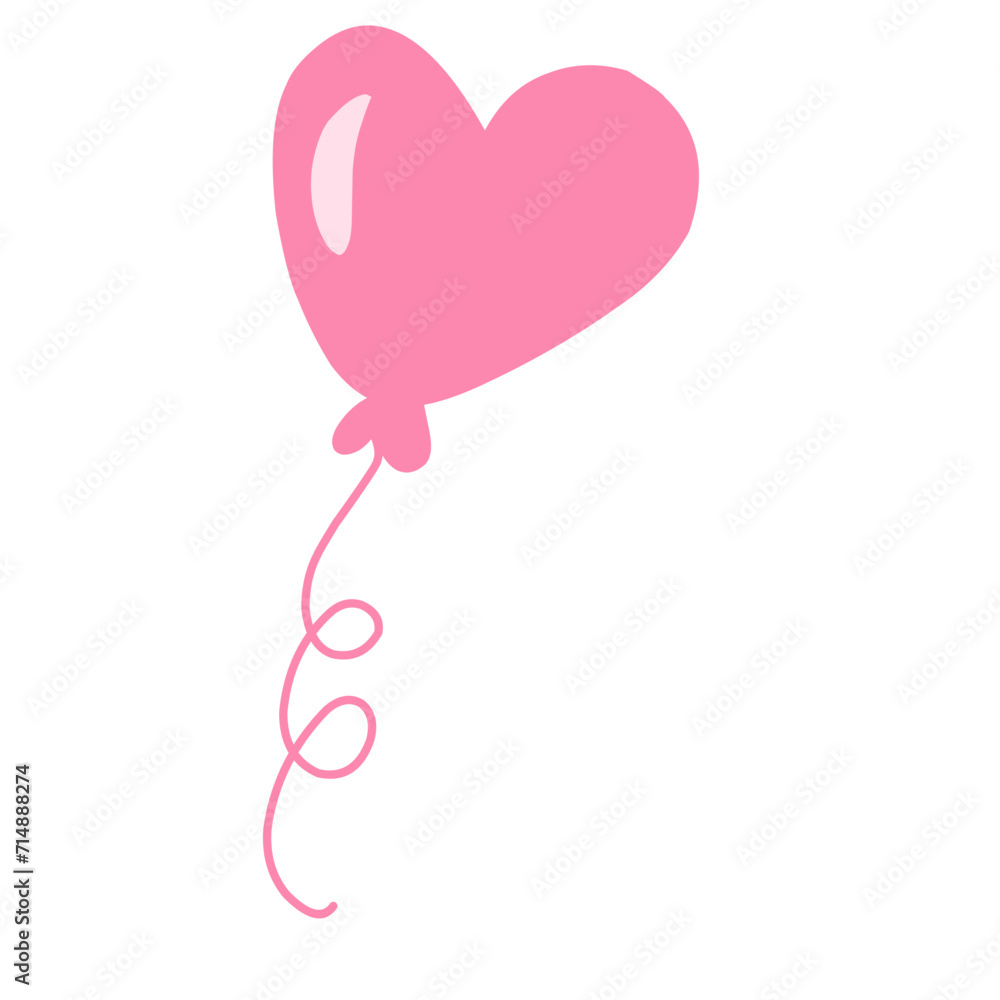 Pink festive balloons with classic shape and heart shape Pink festive balloons with classic shape and heart shape