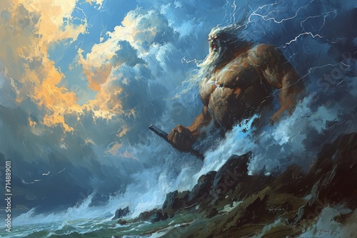 Majestic storm giants, wielding thunderbolts and commanding the forces of nature - Generative AI
