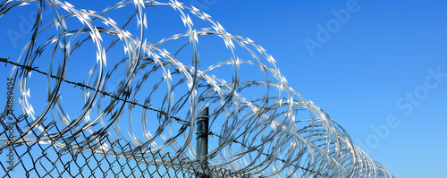 Prison security fence, barbed wire security fence