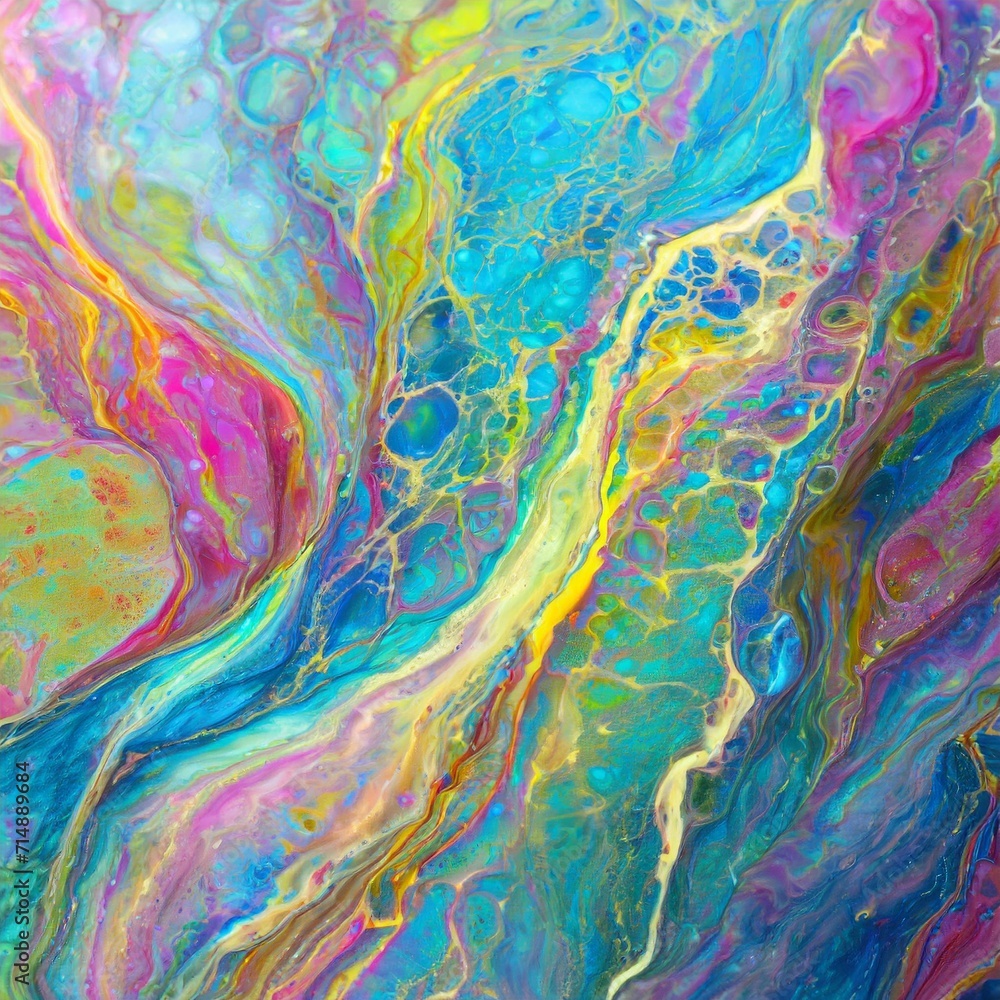 Chromatic Flow Symphony: Intricate Marble-Like Paint Background
