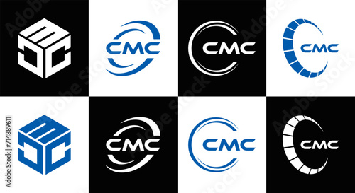 CMC logo. C M C design. White CMC letter. CMC, C M C letter logo design. Initial letter CMC linked circle uppercase monogram logo. C M C letter logo vector design. CMC letter logo design five style.