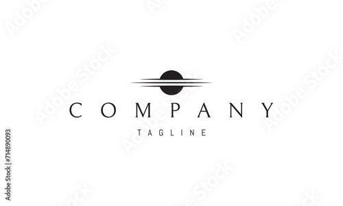 A vector logo with an abstract image of the sun reflected in the river.