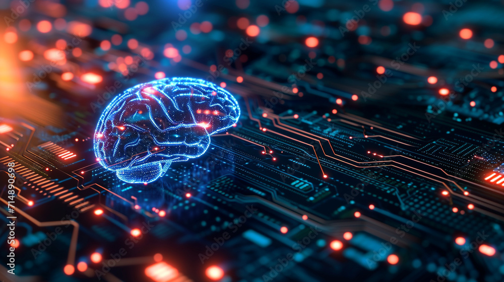 A concept of brain-computer interface using machine learning, machine learning, blurred background, with copy space A concept of brain-computer interface using machine learning, machine learning, blurred background, with copy space