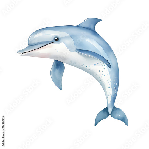 Dolphin Jumping in Isolation on a transparent Background watercolor clip art