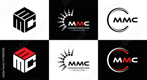 MMC logo. M M C design. White MMC letter. MMC, M M C letter logo design. Initial letter MMC linked circle uppercase monogram logo. M M C letter logo vector design. MMC letter logo design five style.