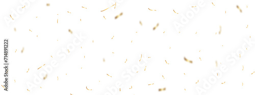 Abstract golden confetti falling down bokeh glitter and zigzag ribbon on transparent background. Design for holyday and celebration background.