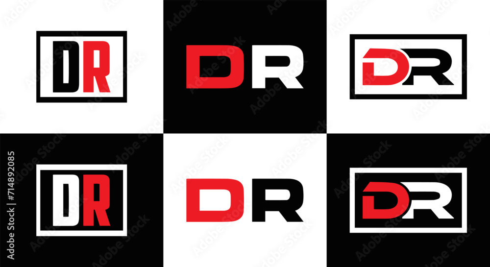 DR logo. D R design. White DR letter. DR, D R letter logo design ...