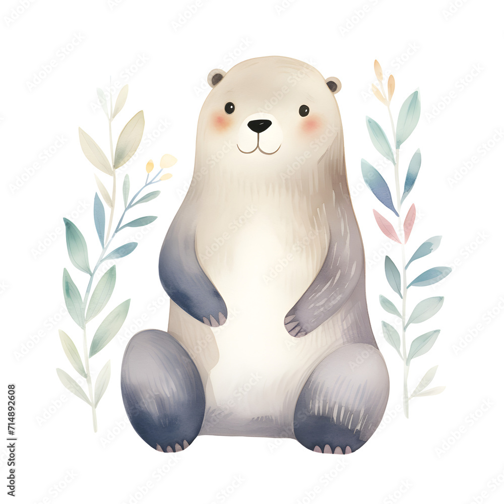 cute Otter watercolor clip art on transparent background cute Otter watercolor clip art on transparent background