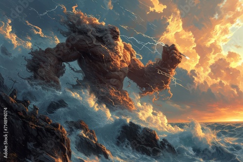 Majestic storm giants, wielding thunderbolts and commanding the forces of nature - Generative AI