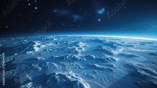 Night sky with stars above a snow-covered landscape. © Tiz21