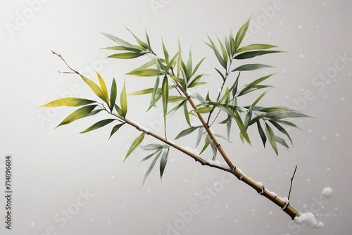 Shadowy Elegance Generative AI's Noir Botanical Bamboo Leaf Close-Up