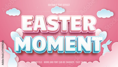 Editable text effect happy easter day theme