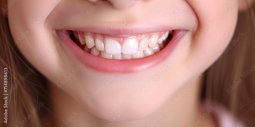 Obraz premium Kid with a perfect healthy teeth smile. A captivating image capturing dental health and the beauty of smart and confident
