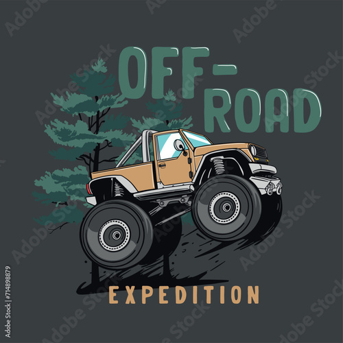 Off Road powerful monster truck, vector design  photo