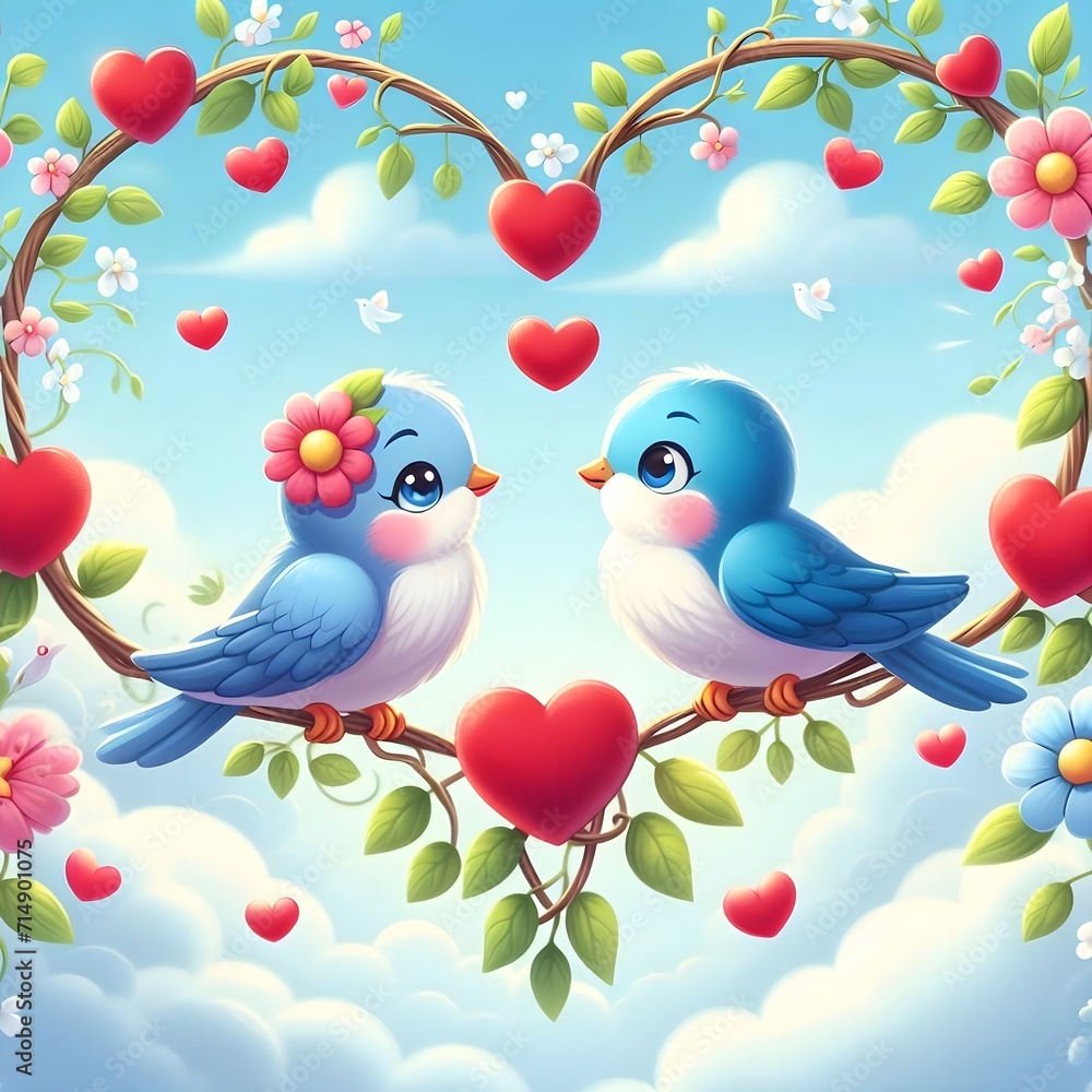 Aves, pájaros enamorados, Feliz día de San Valentín Aves, pájaros enamorados, Feliz día de San Valentín