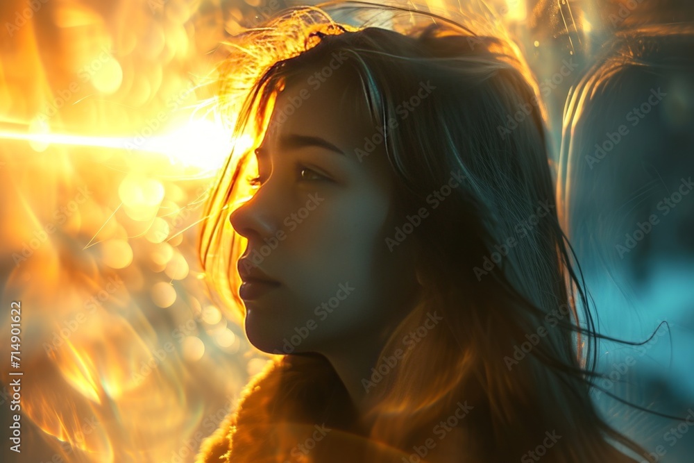 Contemplative Woman in Golden Hour Light Contemplative Woman in Golden Hour Light