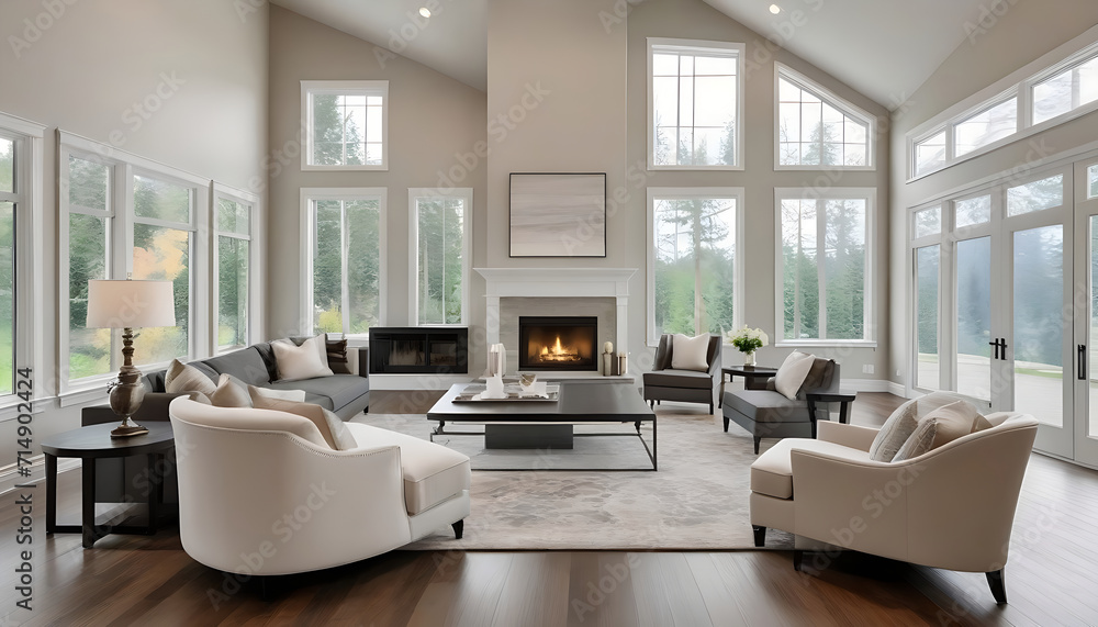 Beautiful-living-room-interior-with-hardwood-floors-and-fireplace-in-new-luxury-home--Large-bank-of-windows-hints-at-exterior-view
