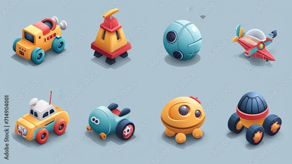 twelve kids toys set icons twelve kids toys set icons