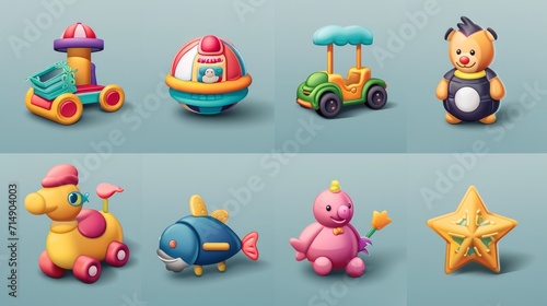 twelve kids toys set icons