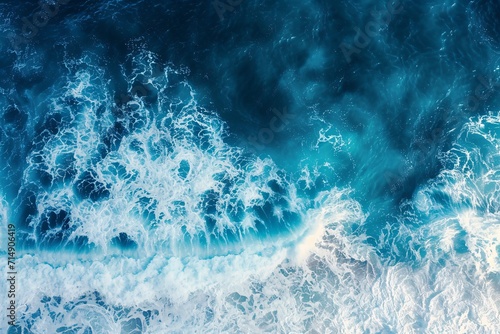 A blue ocean with waves crashing Generative AI