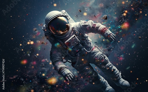 A man in a space suit floating in space