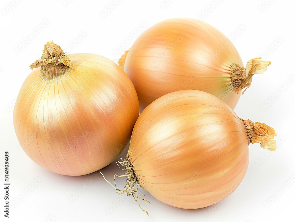 Fototapeta premium Yellow holland onion isolated on white background in minimalist style.