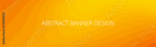 Orange and yellow abstract banner with sharp wavy lines and gradient transition, dynamic fluid shape. Background template photo