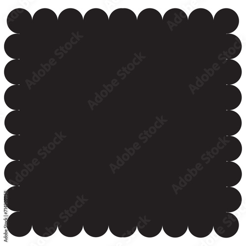 Scallop Edge Square Silhouette Shape Icon. A squared symbol with scalloped edges. 