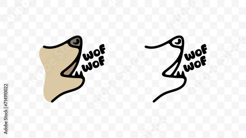Dog barks wof wof, graphic design. Animal and pet, toys for dogs, cynology, pet store and feed, vector design and illustration