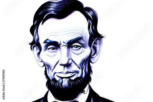 watercolor illustration of abraham lincoln isolated transparent background photo