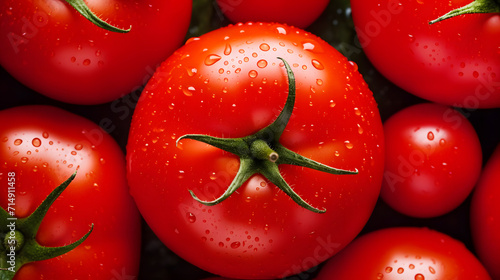 Tomato closeup. Top view