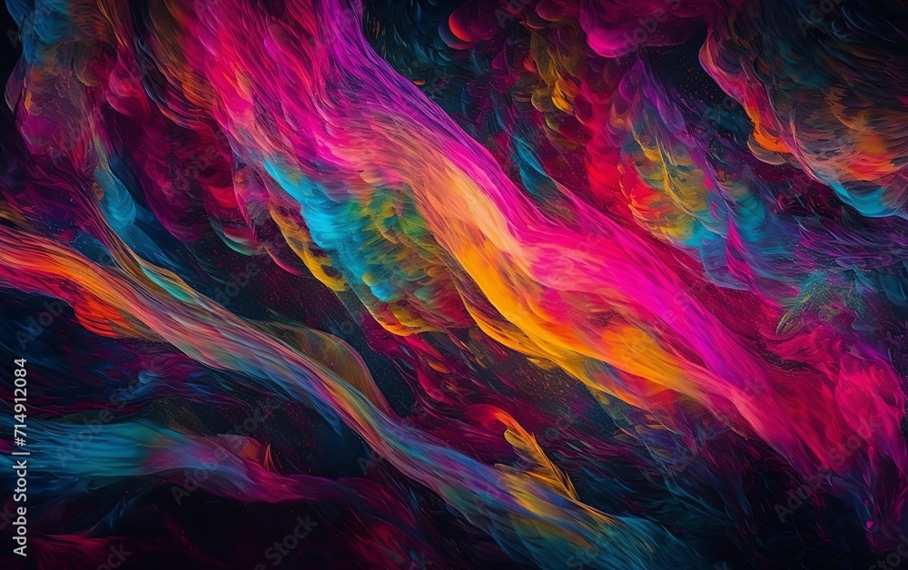 An abstract painting of multicolored lines on a black background An abstract painting of multicolored lines on a black background