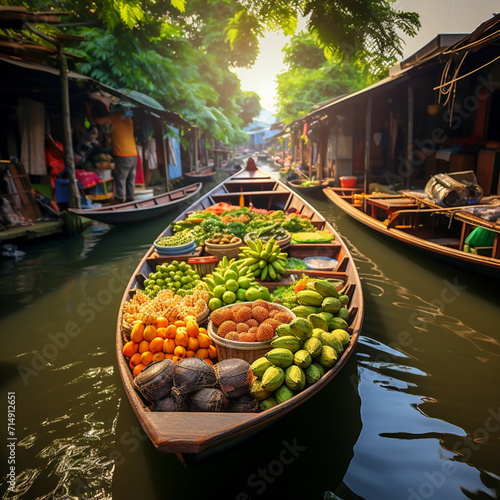 Vegetables on a boat at floating market. © DALU11