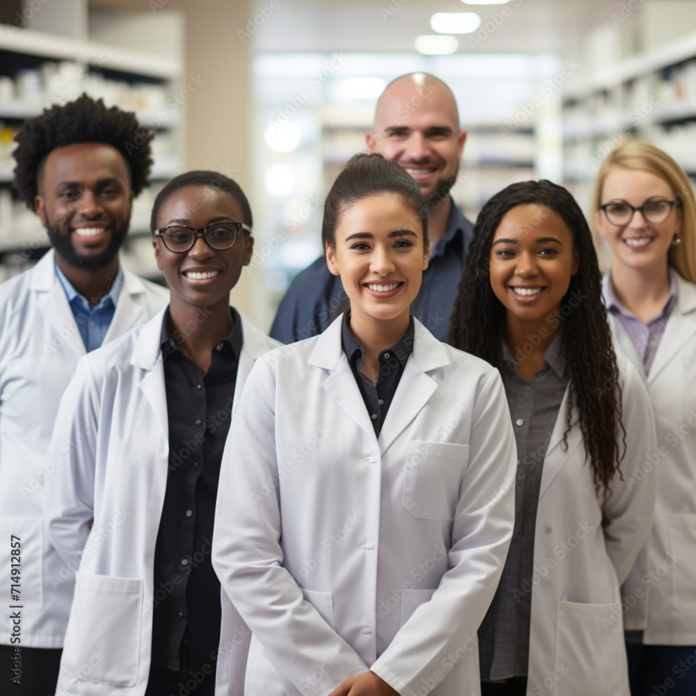 Group of pharmacists in the pharmacy. Group of pharmacists in the pharmacy.