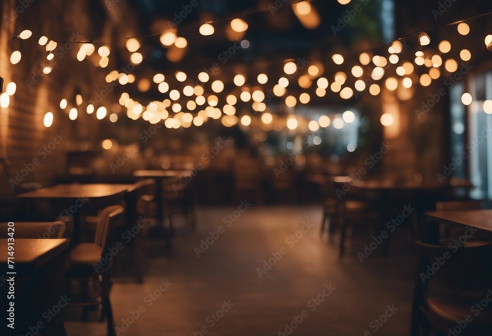 Blurred background of restaurant with abstract bokeh light Lights decoration Party Event Festival Ho Blurred background of restaurant with abstract bokeh light Lights decoration Party Event Festival Ho
