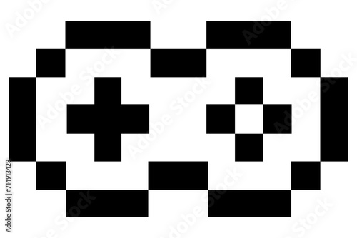Pixel art video game controller icon on transparent background