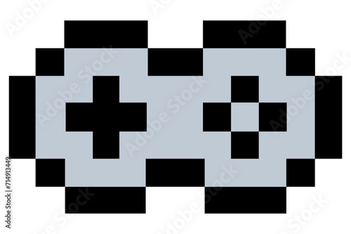Pixel art video game controller icon on transparent background