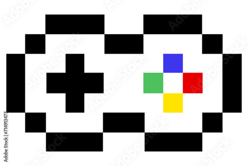 Retro video game controller icon on transparent background