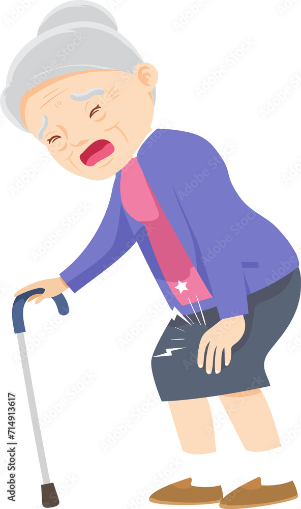 Grandmother and walking stick character Grandmother and walking stick character