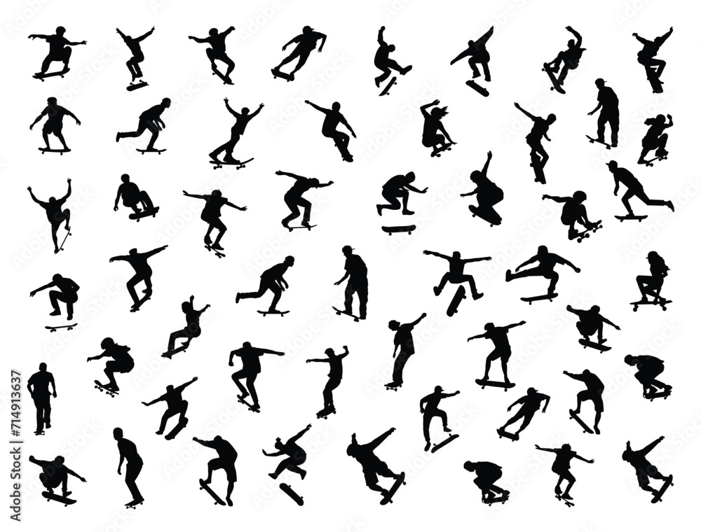 Skating silhouette vector art white background Skating silhouette vector art white background