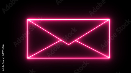Glowing neon email icon. Abstract symbol icon of letter box. photo