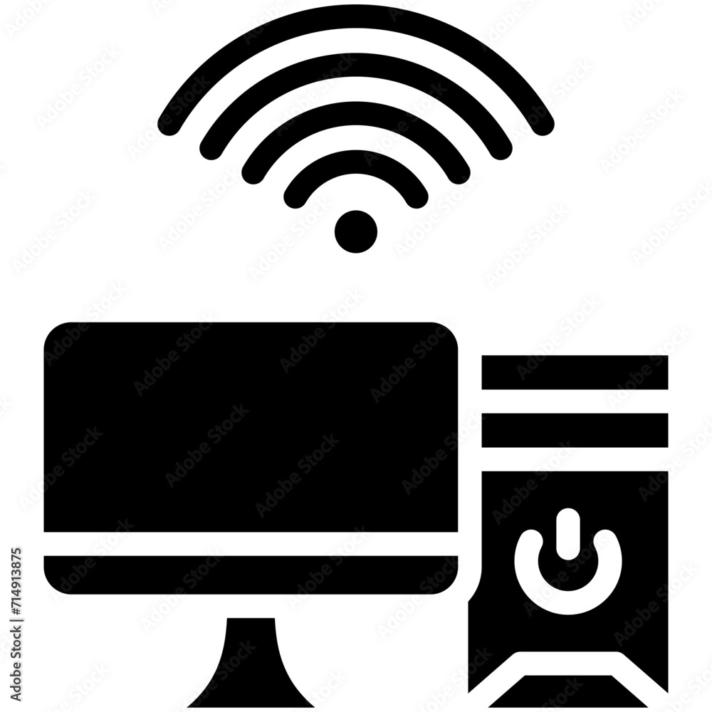 Computer Wifi Icon vector icon illustration of Networking and Data Sharing iconset. Computer Wifi Icon vector icon illustration of Networking and Data Sharing iconset.