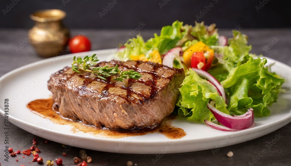 beef steak with salad