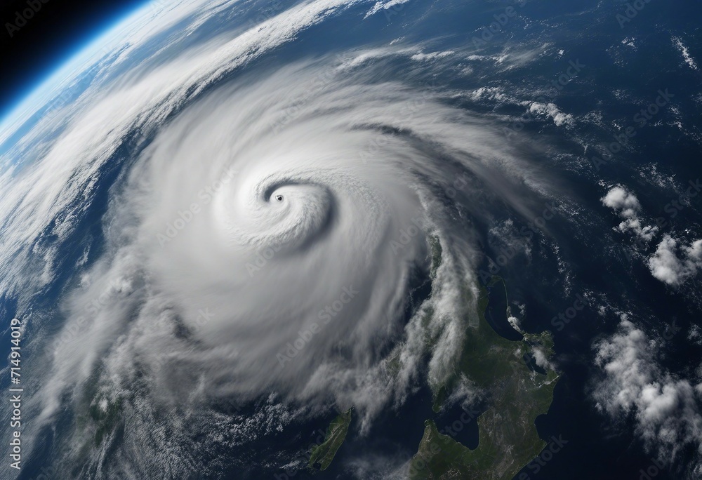 Hurricane from space Satellite view Super typhoon over the ocean The eye of the hurricane View from