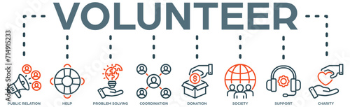 Volunteer banner web icon vector illustration concept
