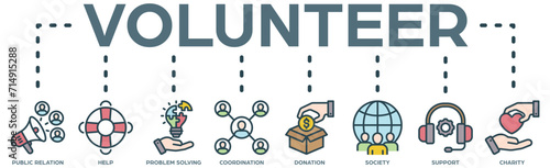 Volunteer banner web icon vector illustration concept