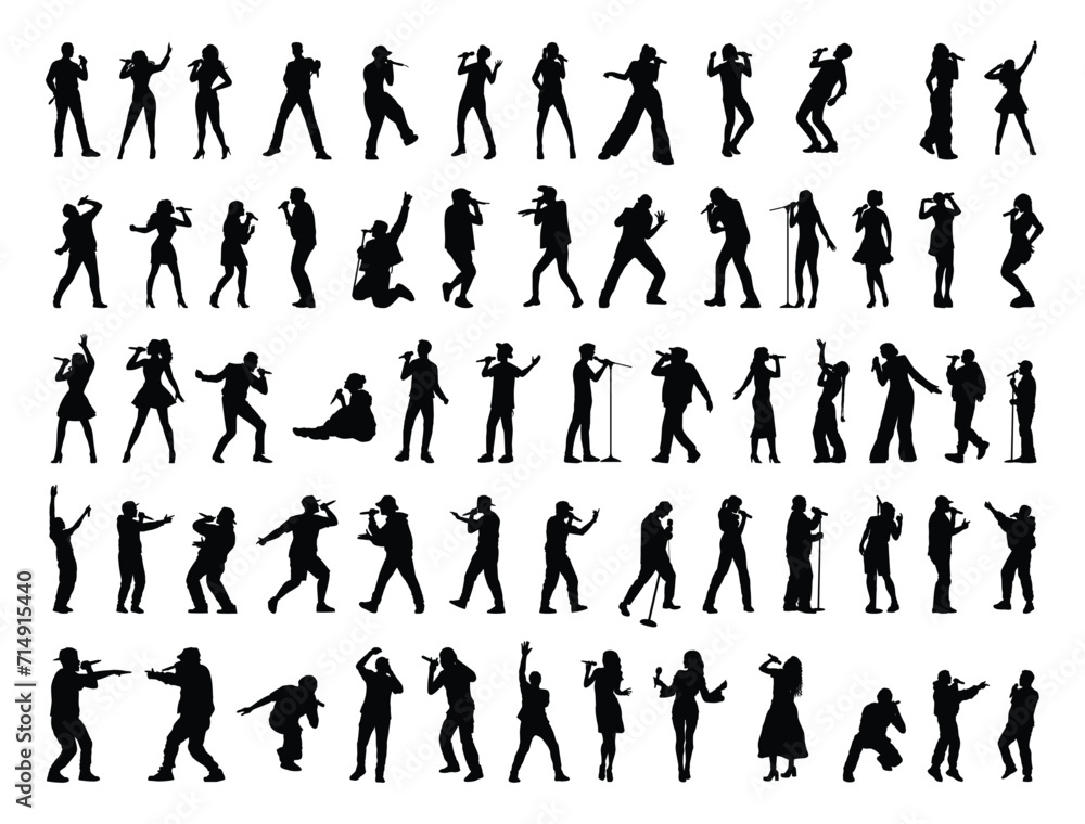 Singing silhouette vector art white background Singing silhouette vector art white background