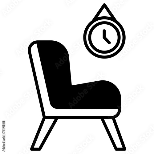 Lounge chair glyph and line vector illustration