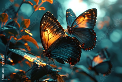 Ethereal twilight butterflies, their wings shimmering with the colors of dusk and dawn - Generative AI © Sidewaypics